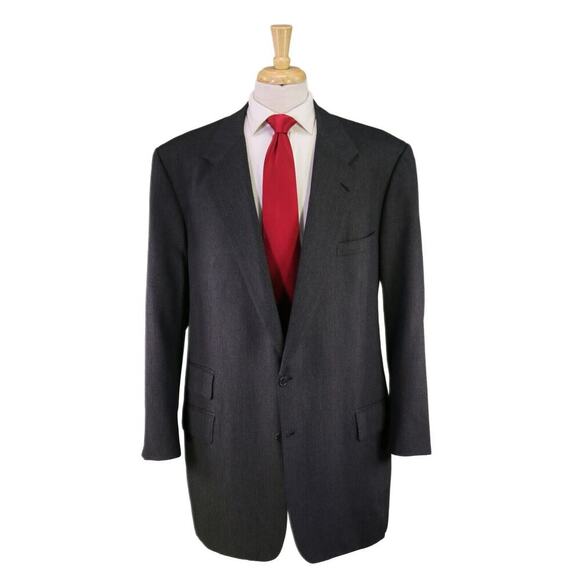 Domenico Spano for Bergdorf-Goodman Gray Herringbone 2-Btn Heavy Wool Suit 48XL